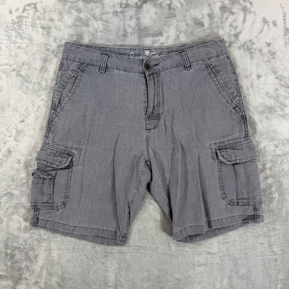 Paradise Collection Linen Cargo Shorts Men's Size 32 Gray Shorts Summer